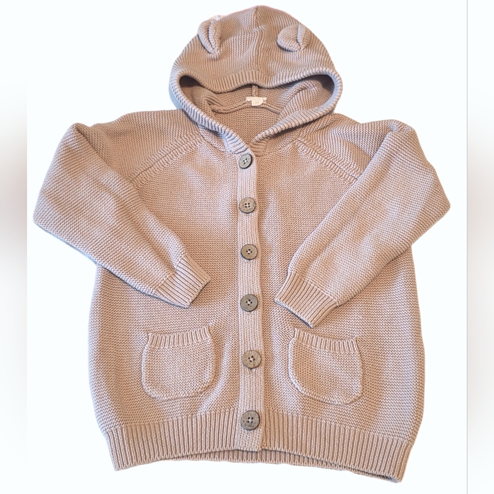 SOLD Cozy Tan Kids Hooded Cardigan